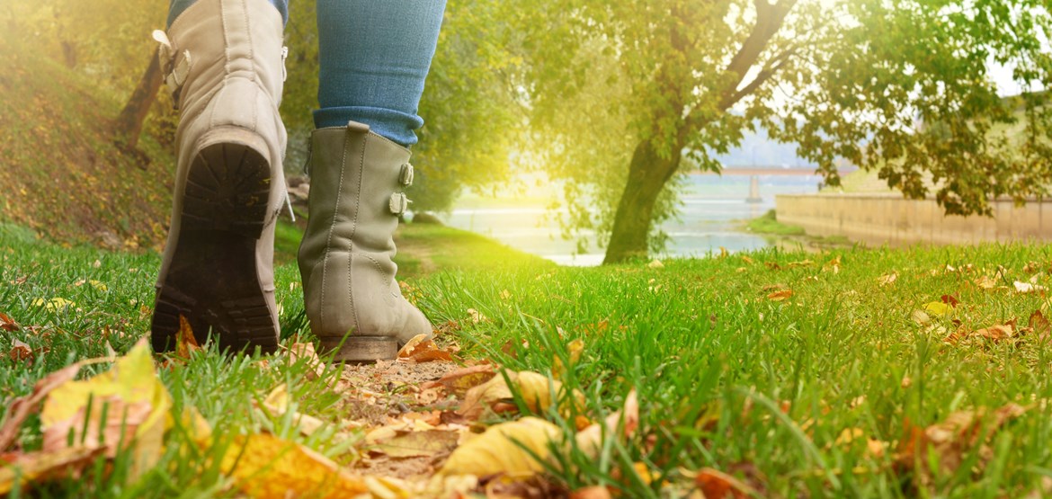 A woman walking in the park