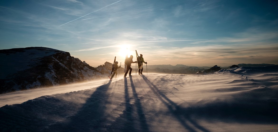 People skiing on slope