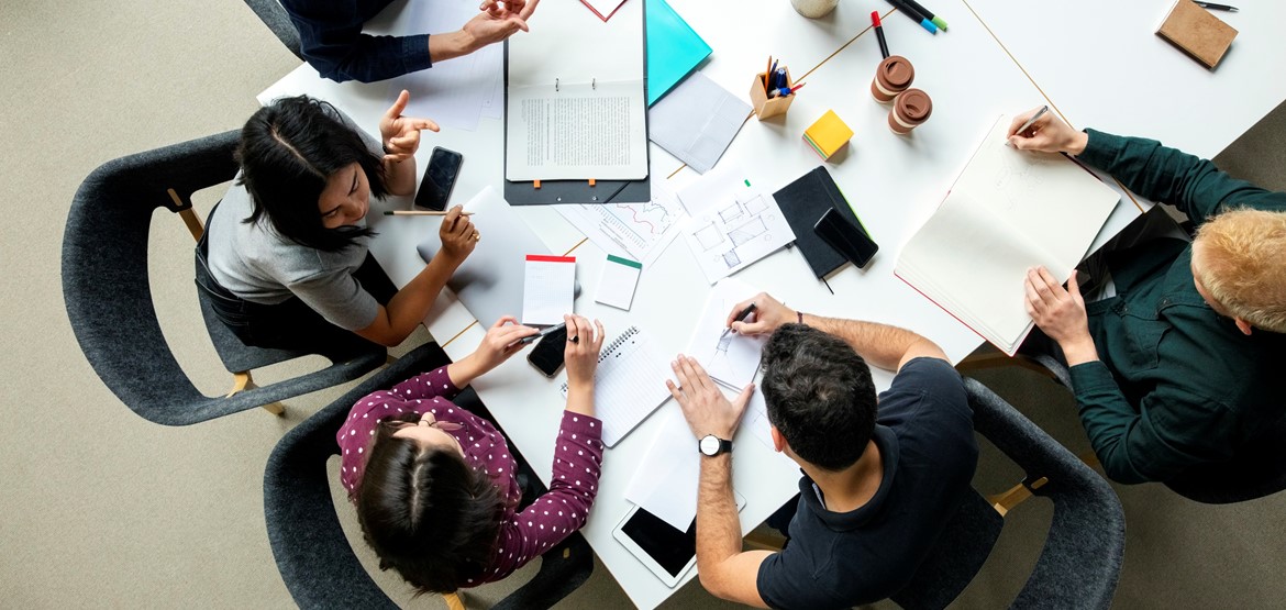 People working at a table