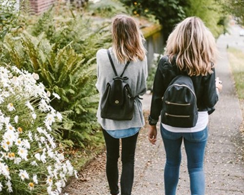 Two teenagers walking