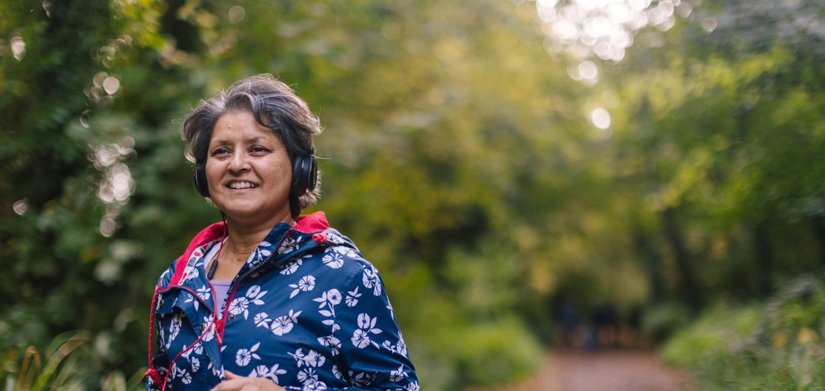 Woman jogging in a forest