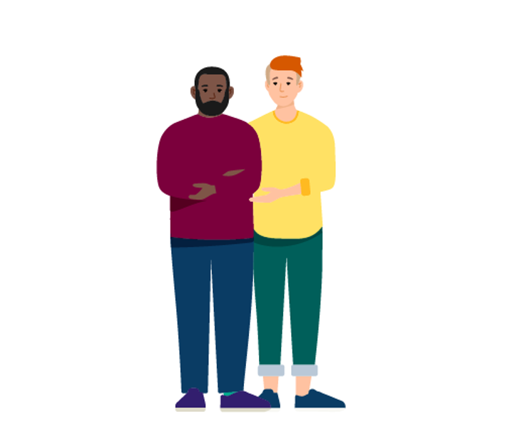 Illustration of two men hugging