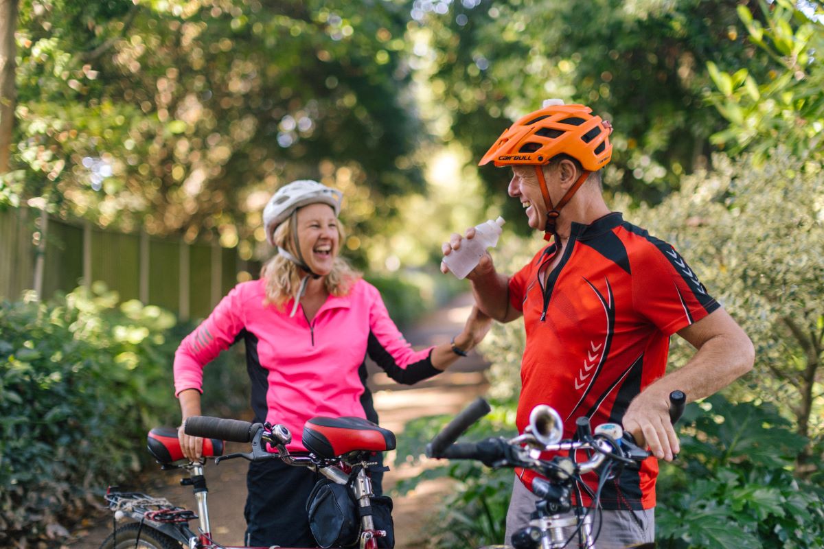 Couple With Bike Outside Fitness And Health