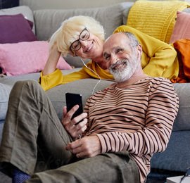 Couple listening to music