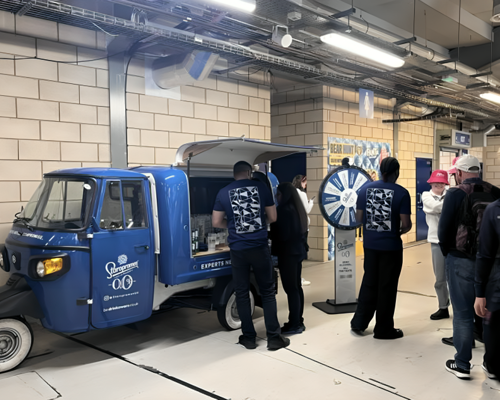 A Staropramen van setting up for an expo
