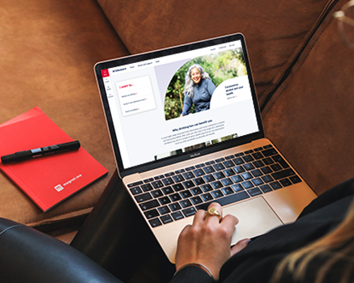 Woman on laptop looking at Drinkaware website